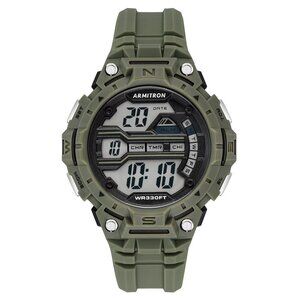 Armitron Unisex Digital Sport Watch Dark Green Resin Day Date Alarm WR 330ft